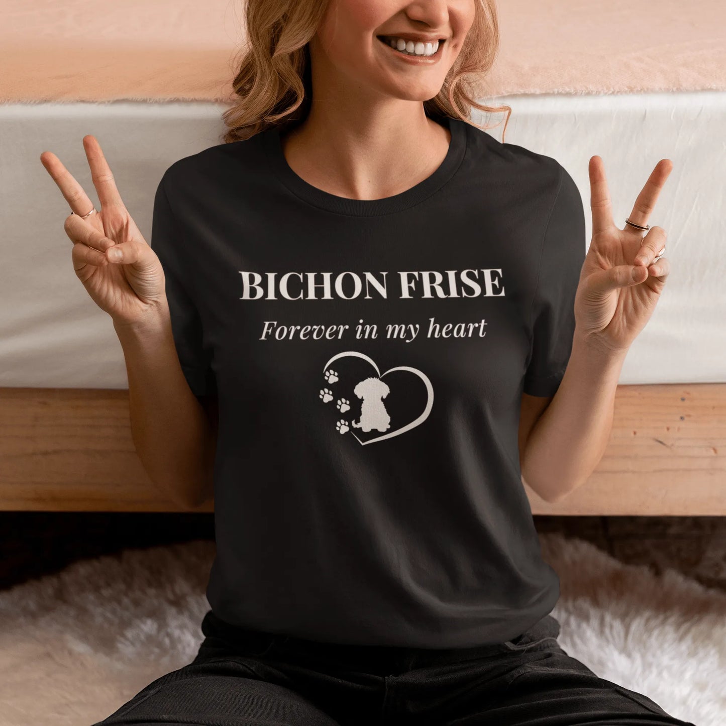 Unisex Bichon Frise T-Shirt for Dog Owners:Bichon Frise Love – "Forever  In My Heart"