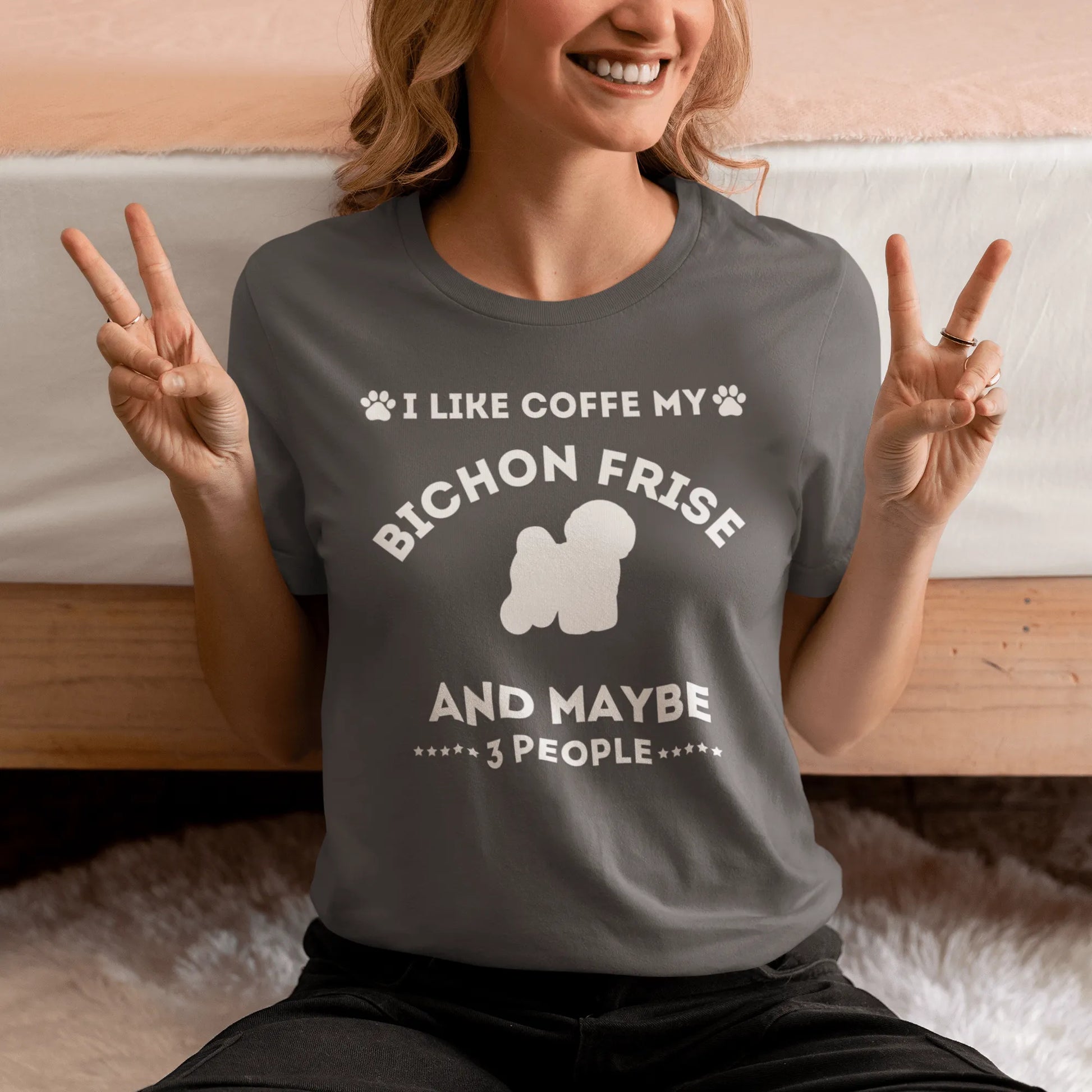 "I Like Coffe My Bichon Frise"-Unisex Bichon Frise T-Shirt for Dog Owners