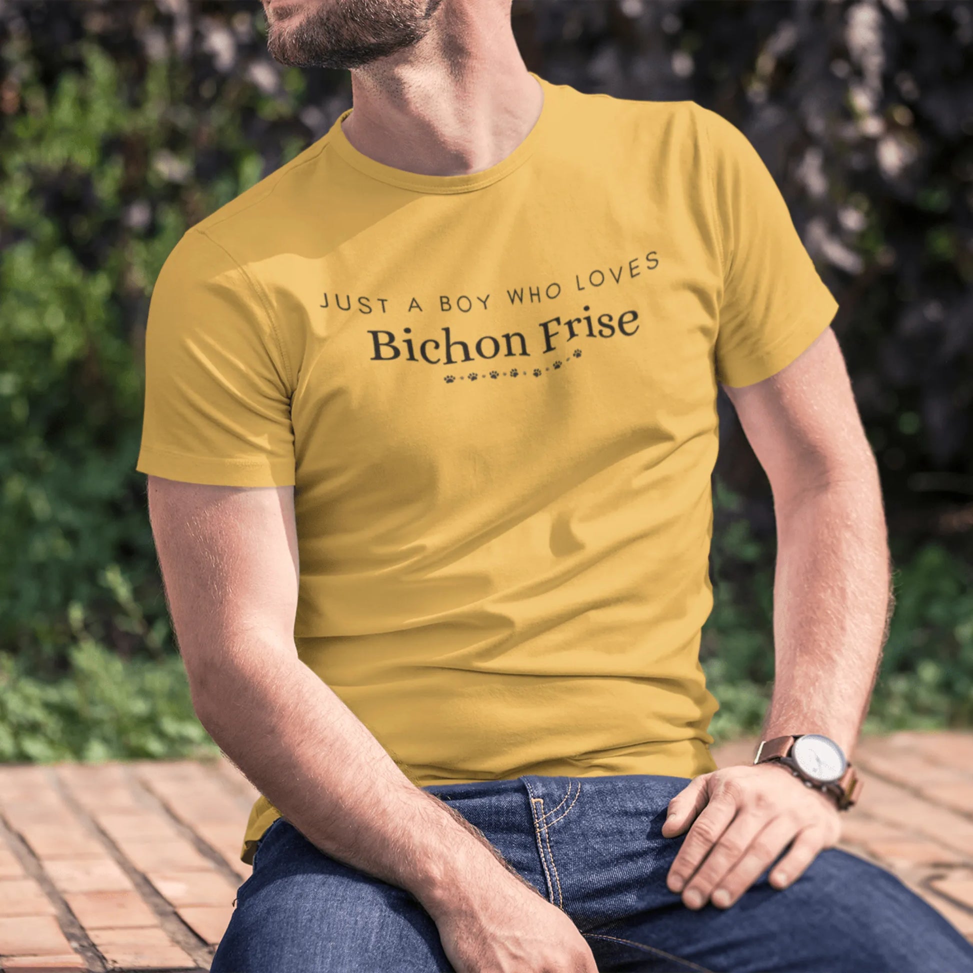 Unisex Bichon Frise T-Shirt for Dog Owners:"Just A Boy Who Loves Bichon Frise"