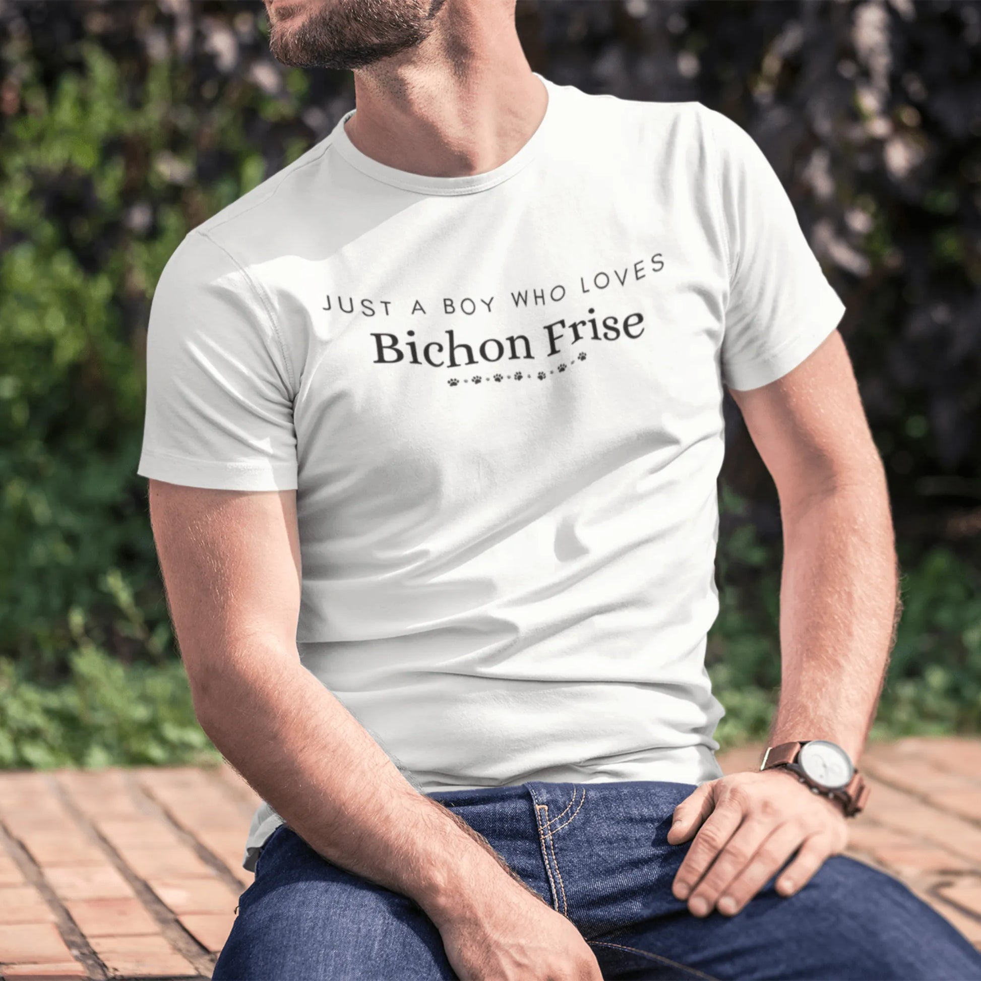 Unisex Bichon Frise T-Shirt for Dog Owners:"Just A Boy Who Loves Bichon Frise"