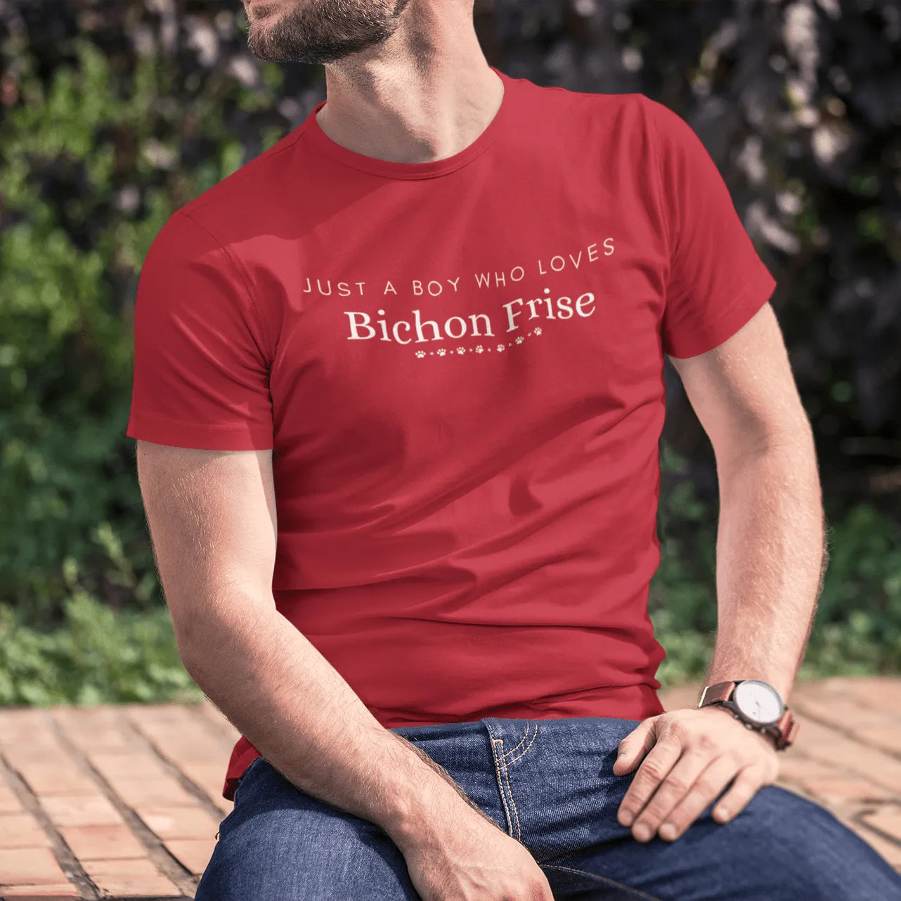 Unisex Bichon Frise T-Shirt for Dog Owners:"Just A Boy Who Loves Bichon Frise"