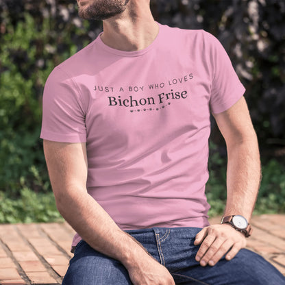 Unisex Bichon Frise T-Shirt for Dog Owners:"Just A Boy Who Loves Bichon Frise"