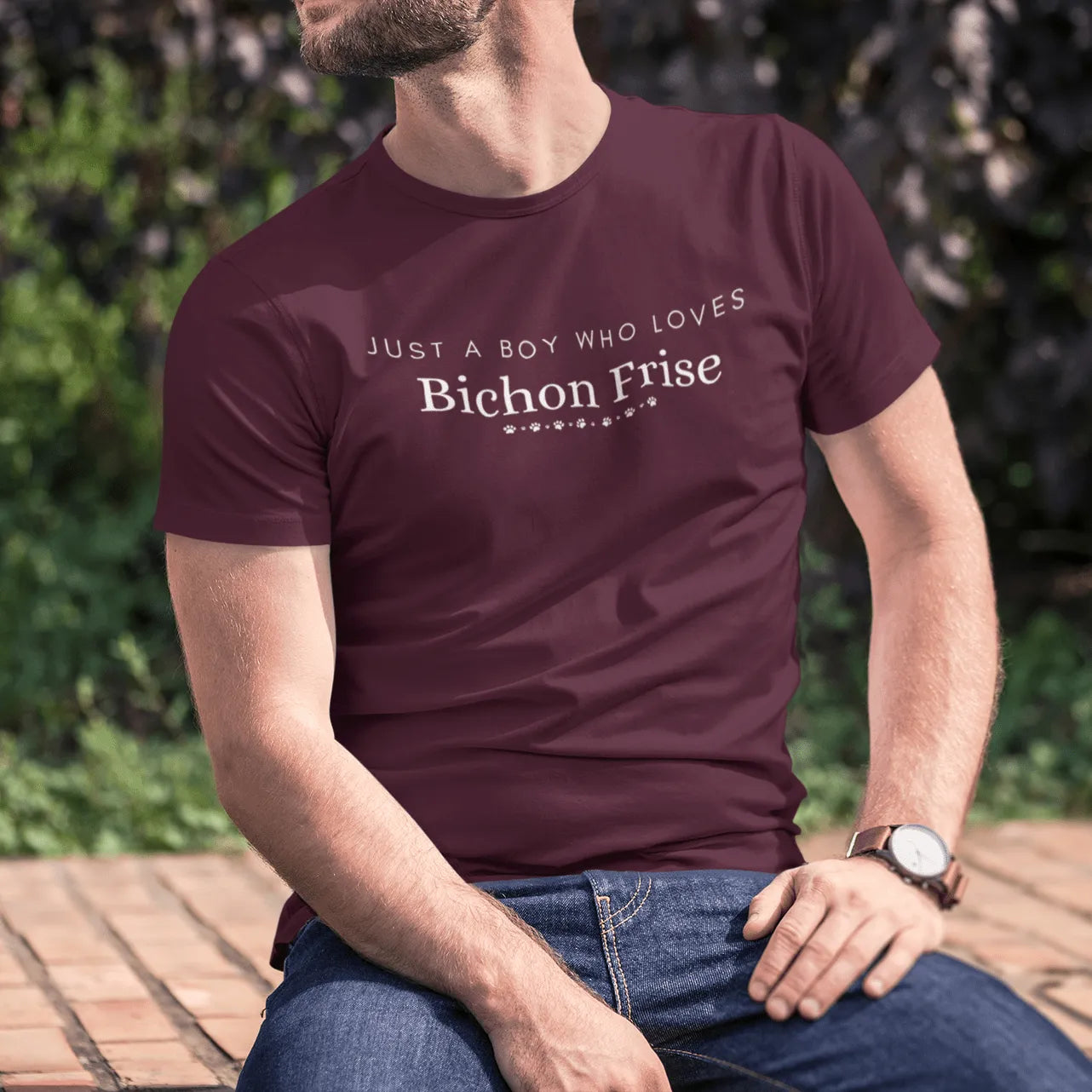 Unisex Bichon Frise T-Shirt for Dog Owners:"Just A Boy Who Loves Bichon Frise"