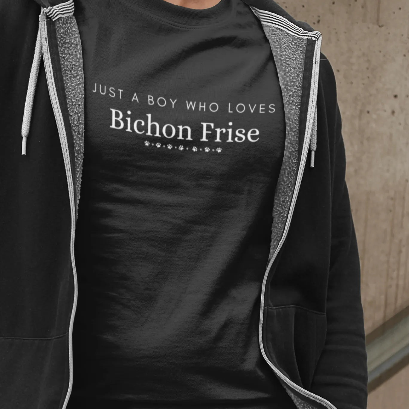 Unisex Bichon Frise T-Shirt for Dog Owners:"Just A Boy Who Loves Bichon Frise"