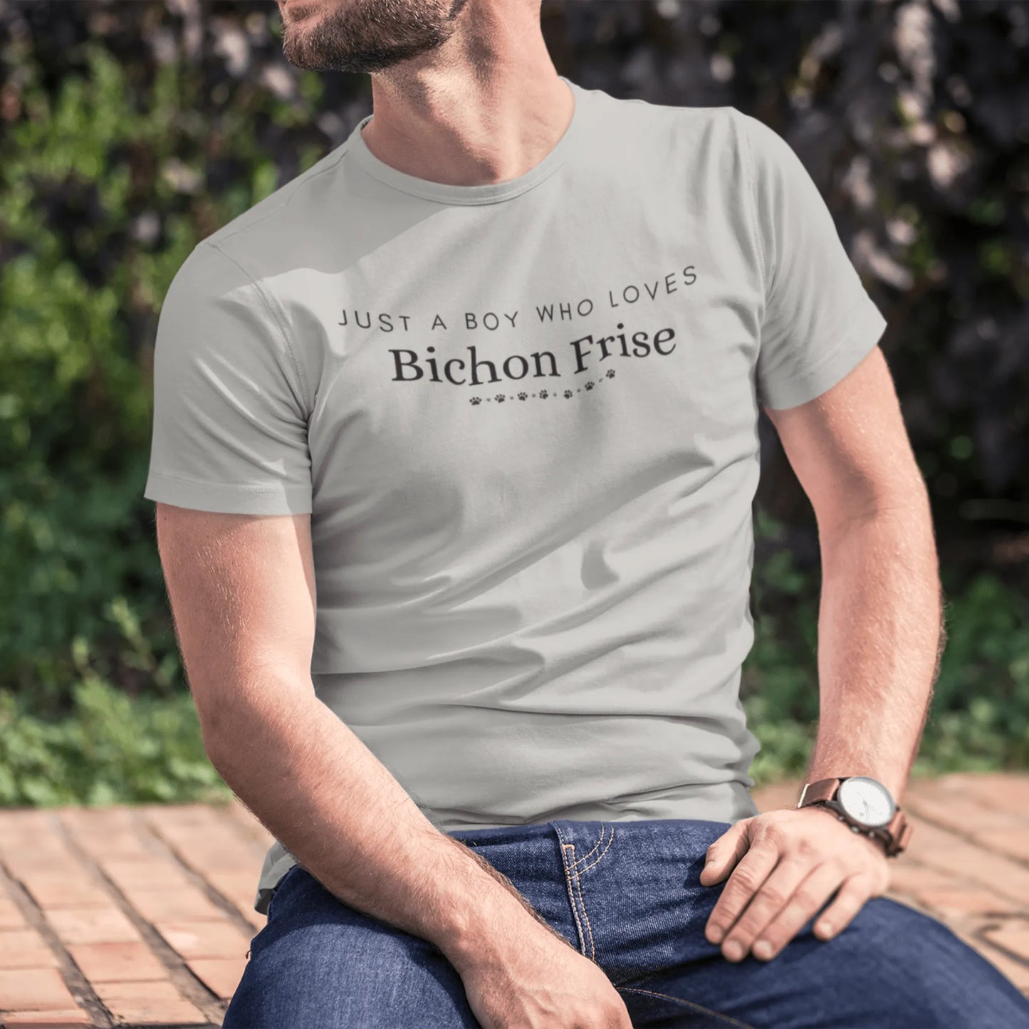 Unisex Bichon Frise T-Shirt for Dog Owners:"Just A Boy Who Loves Bichon Frise"