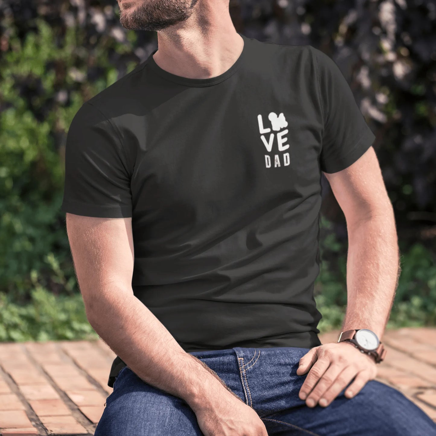 Unisex Bichon Frise T-Shirt for Dog Owners:"Love Dad" Bichon frise Siluett