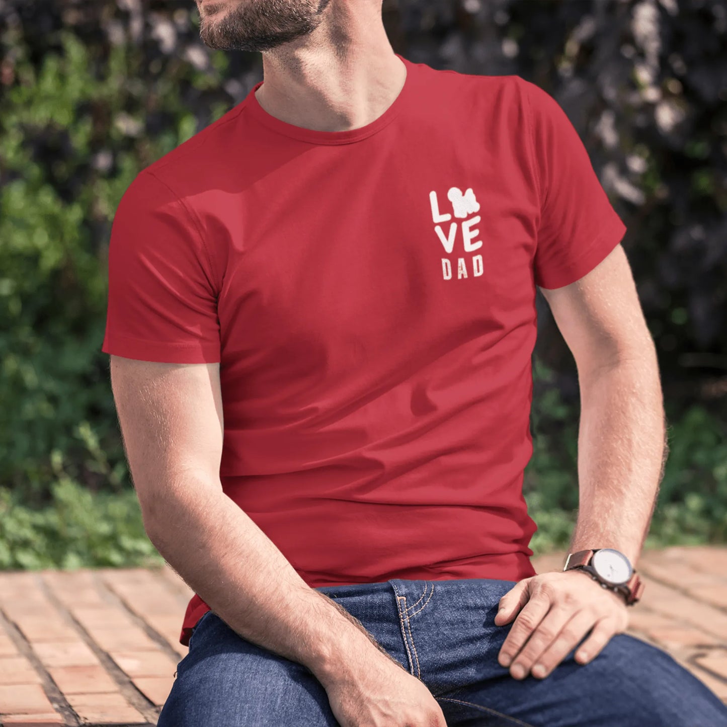 Unisex Bichon Frise T-Shirt for Dog Owners:"Love Dad" Bichon frise Siluett