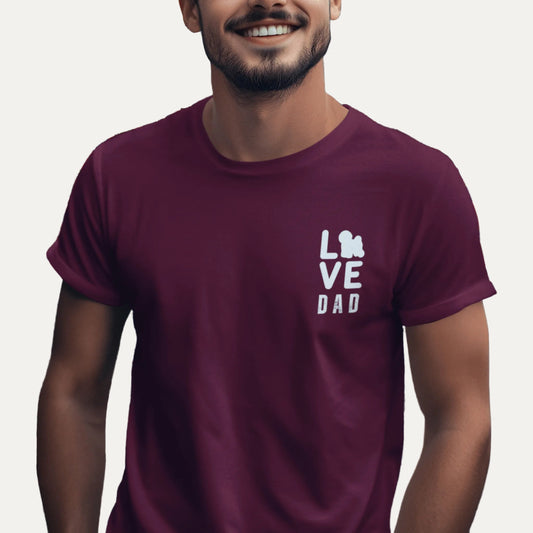 Unisex Bichon Frise T-Shirt for Dog Owners:"Love Dad" Bichon frise Siluett