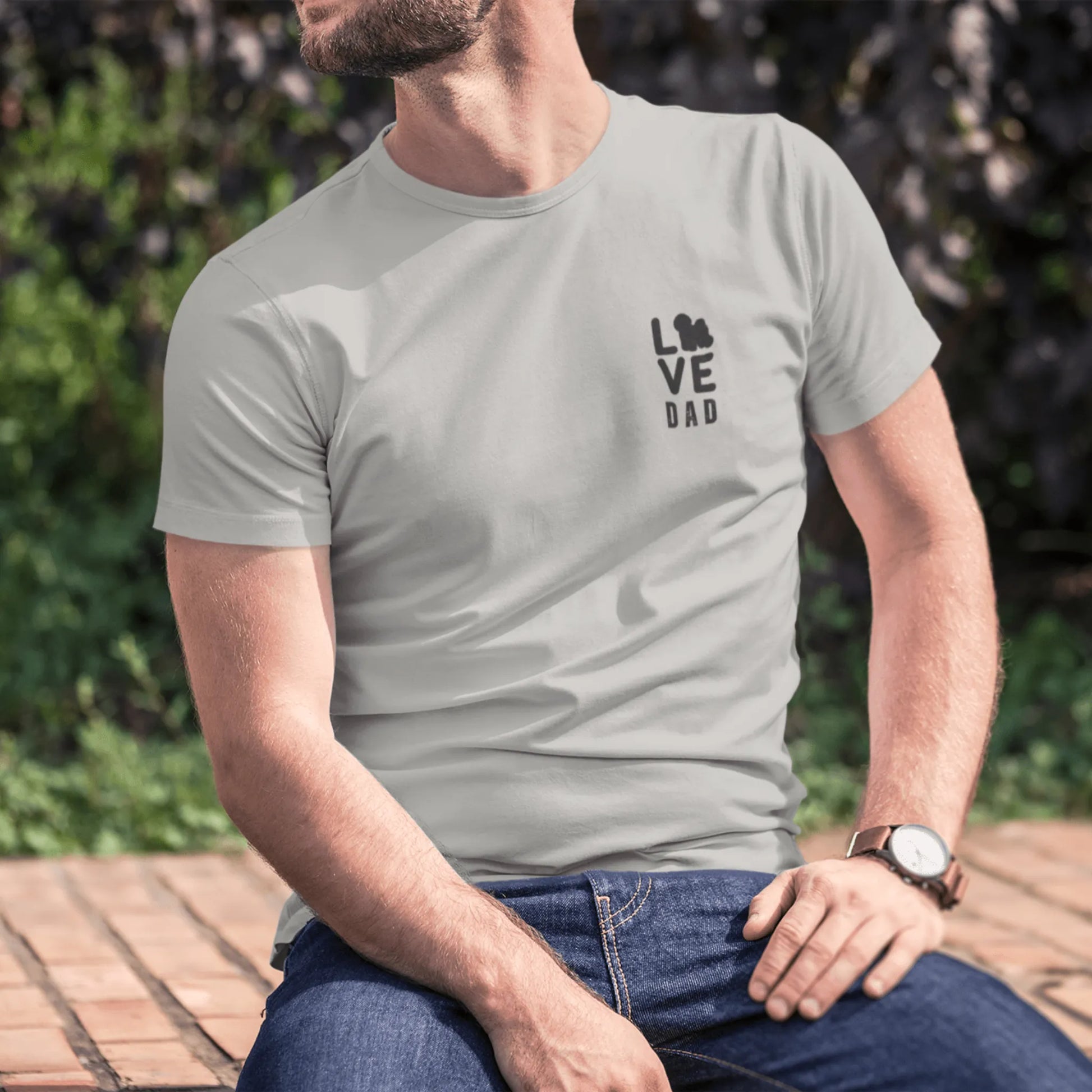 Unisex Bichon Frise T-Shirt for Dog Owners:"Love Dad" Bichon frise Siluett Unisex Bichon Frise T-Shirt for Dog Owners