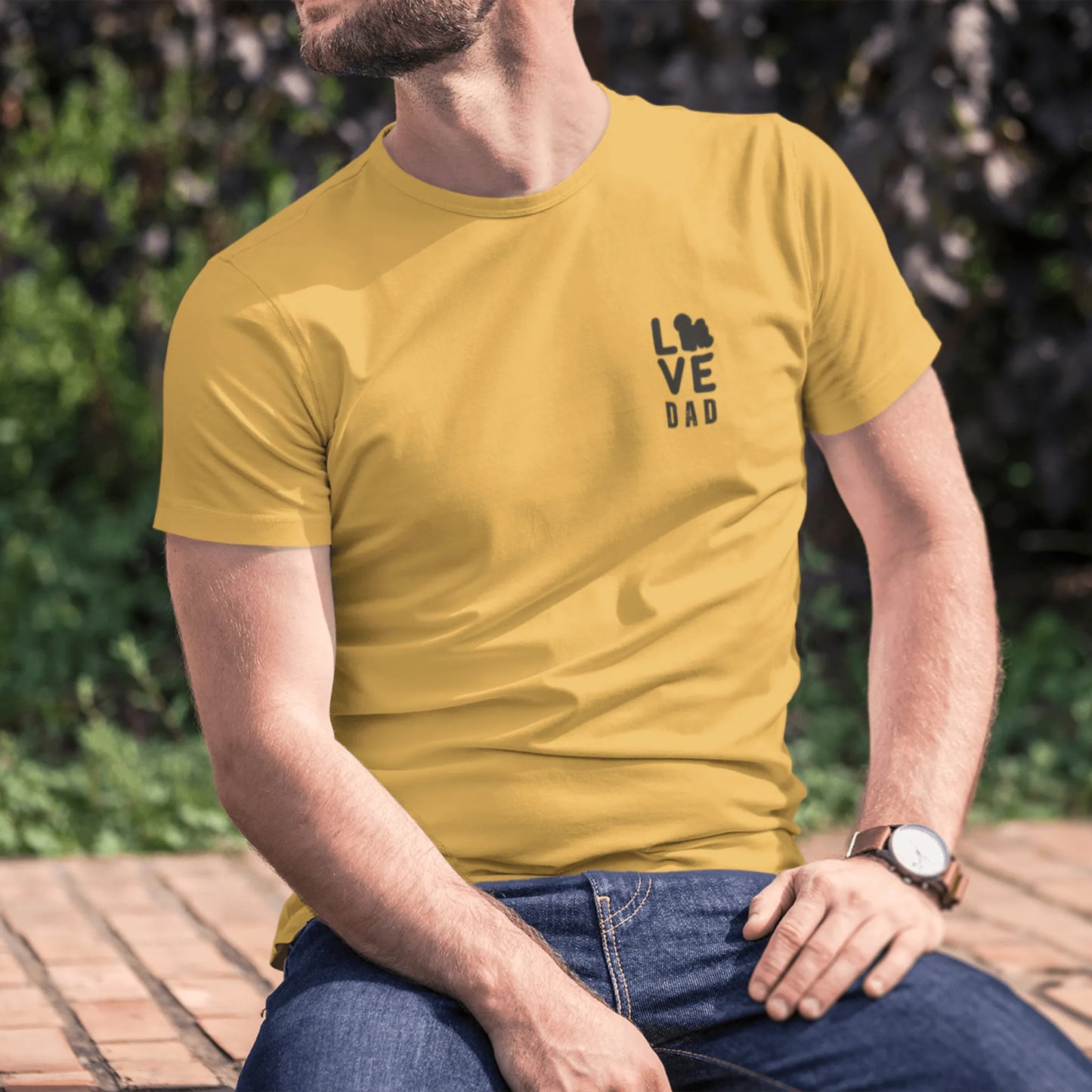 Unisex Bichon Frise T-Shirt for Dog Owners:"Love Dad" Bichon frise Siluett Unisex Bichon Frise T-Shirt for Dog Owners