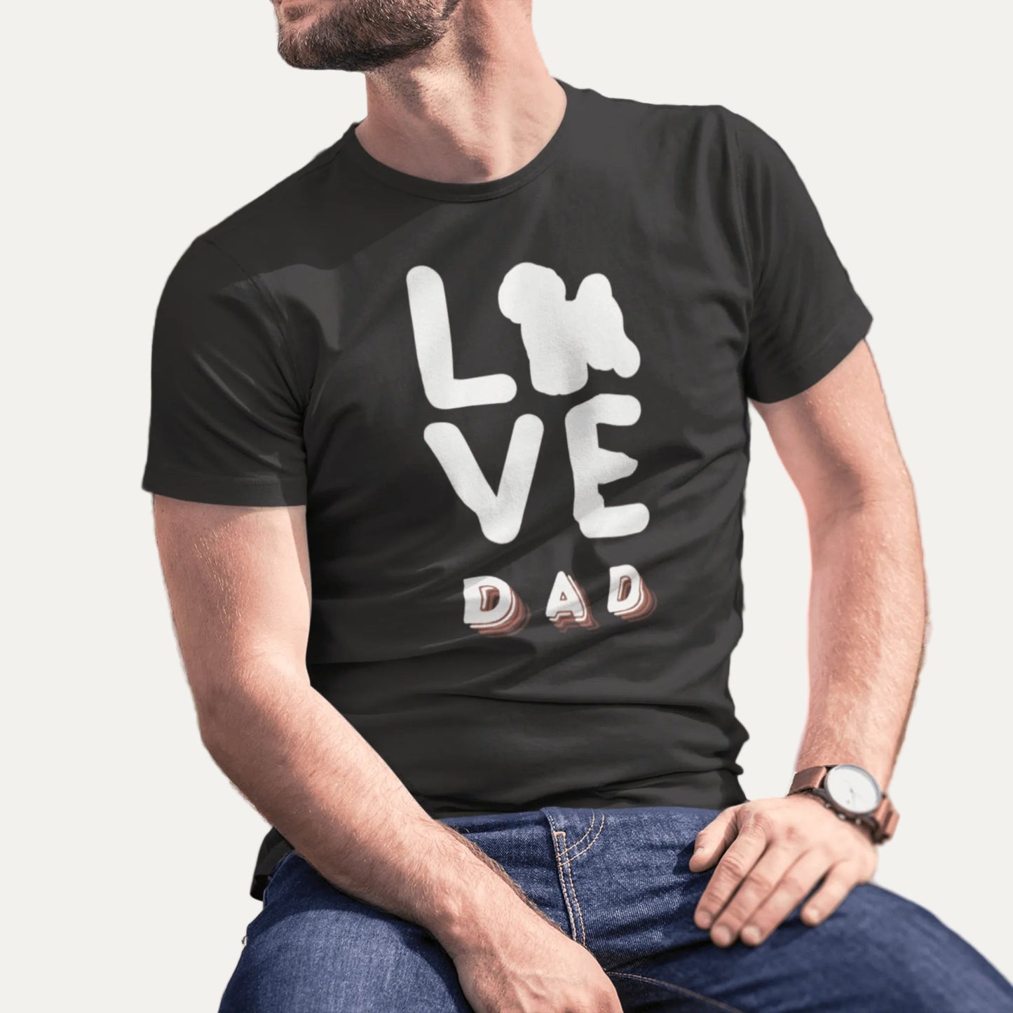 Unisex Bichon Frise T-Shirt for Dog Owners:"Love Dad"Bichon frise Siluett