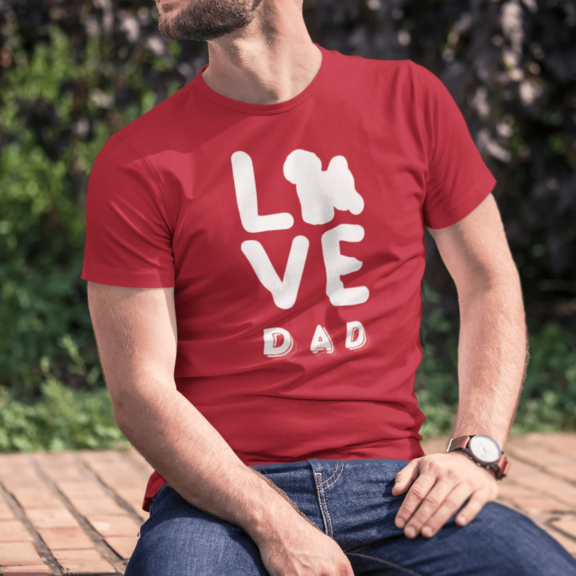 Unisex Bichon Frise T-Shirt for Dog Owners:"Love Dad"Bichon frise Siluett
