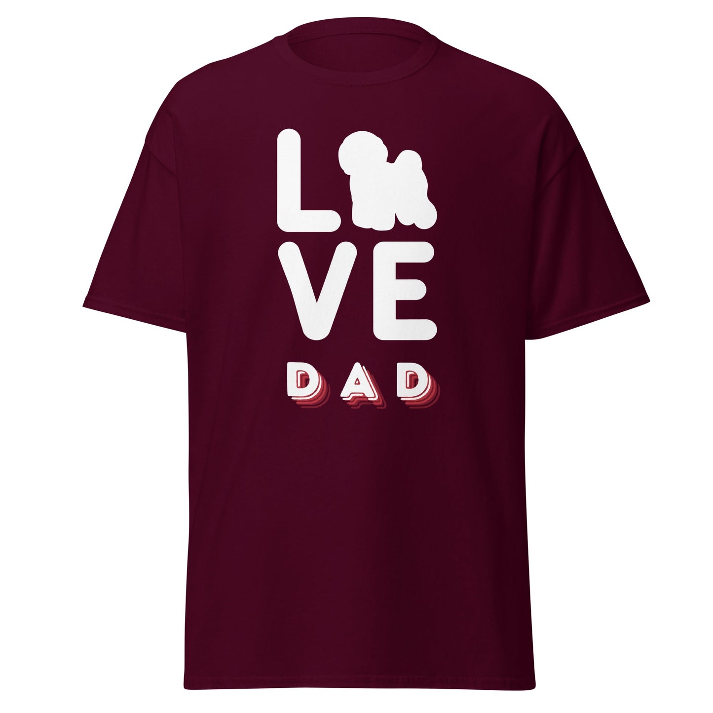 Unisex Bichon Frise T-Shirt for Dog Owners:"Love Dad"Bichon frise Siluett