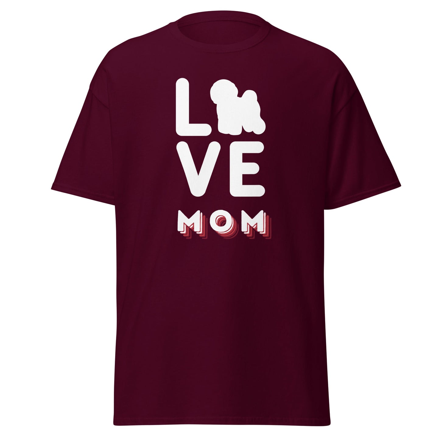 "Love Mom"-Unisex Bichon Frise T-Shirt for Dog Owners