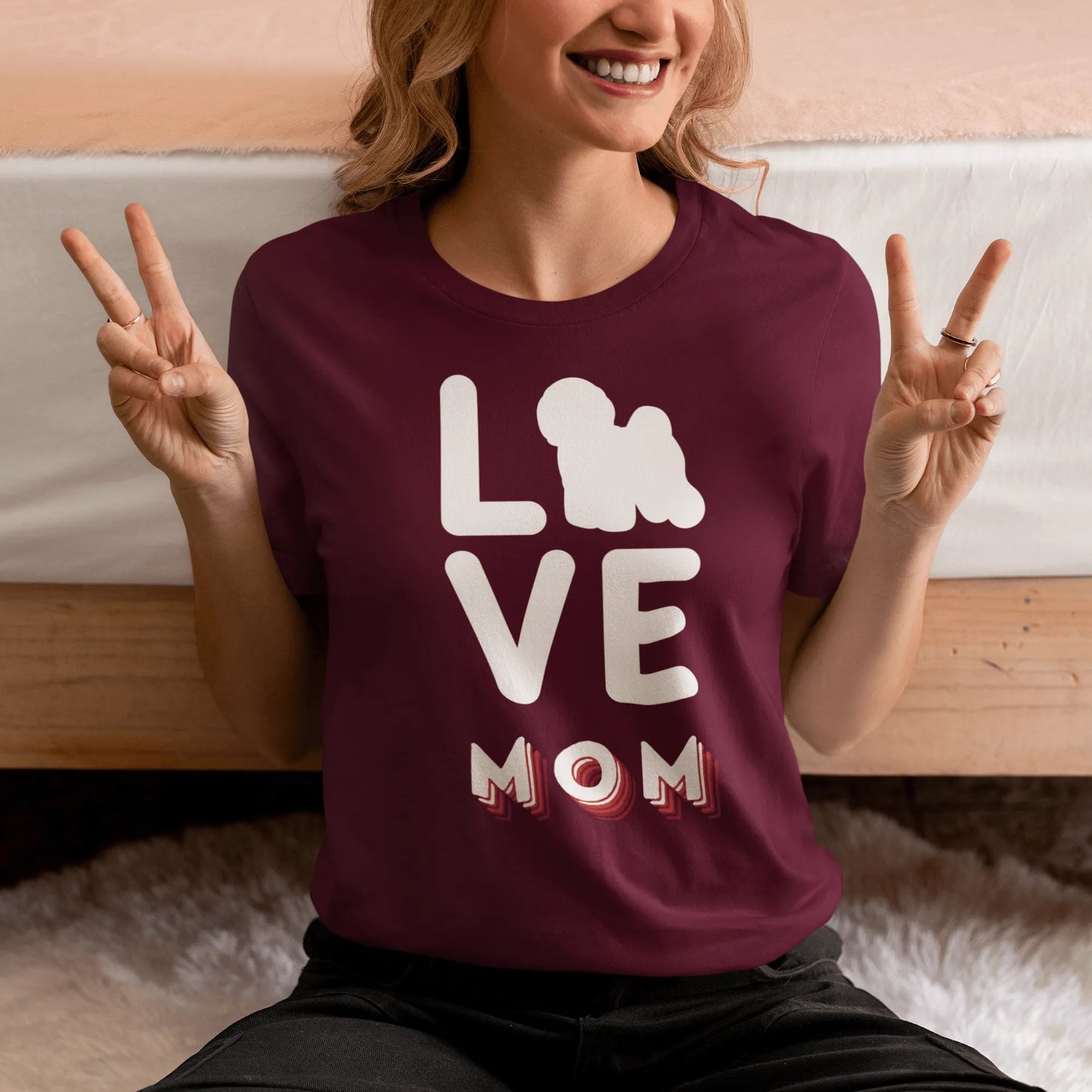 "Love Mom"-Unisex Bichon Frise T-Shirt for Dog Owners
