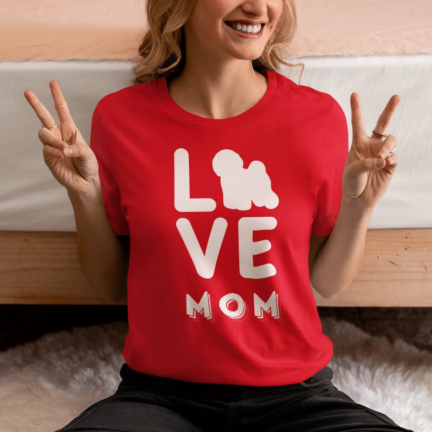 "Love Mom"-Unisex Bichon Frise T-Shirt for Dog Owners