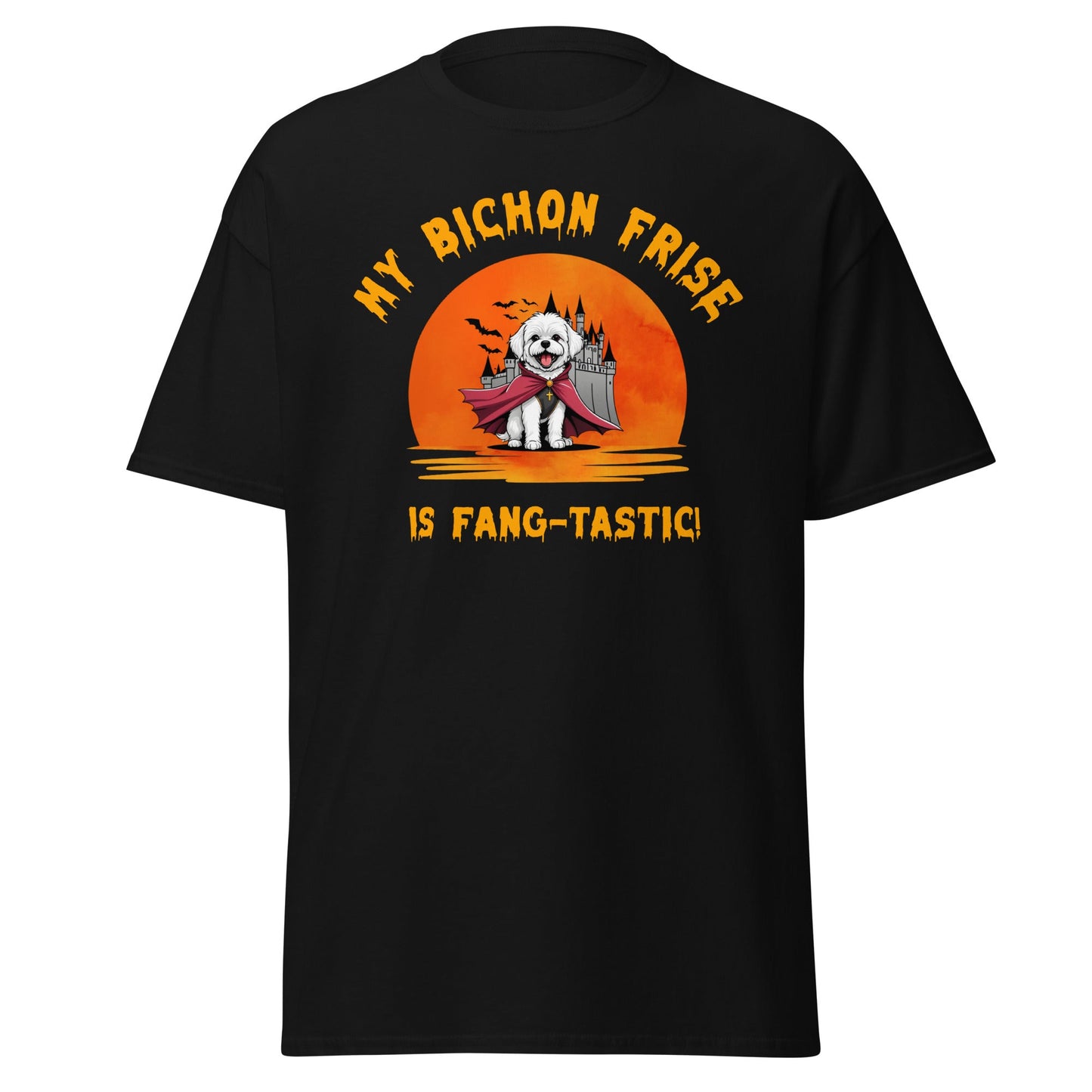 Unisex Bichon Frise T-Shirt for Dog Owners:"My Bichon Is Fang - tastic!"helloween