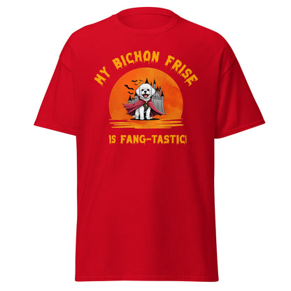 Unisex Bichon Frise T-Shirt for Dog Owners:"My Bichon Is Fang - tastic!"helloween