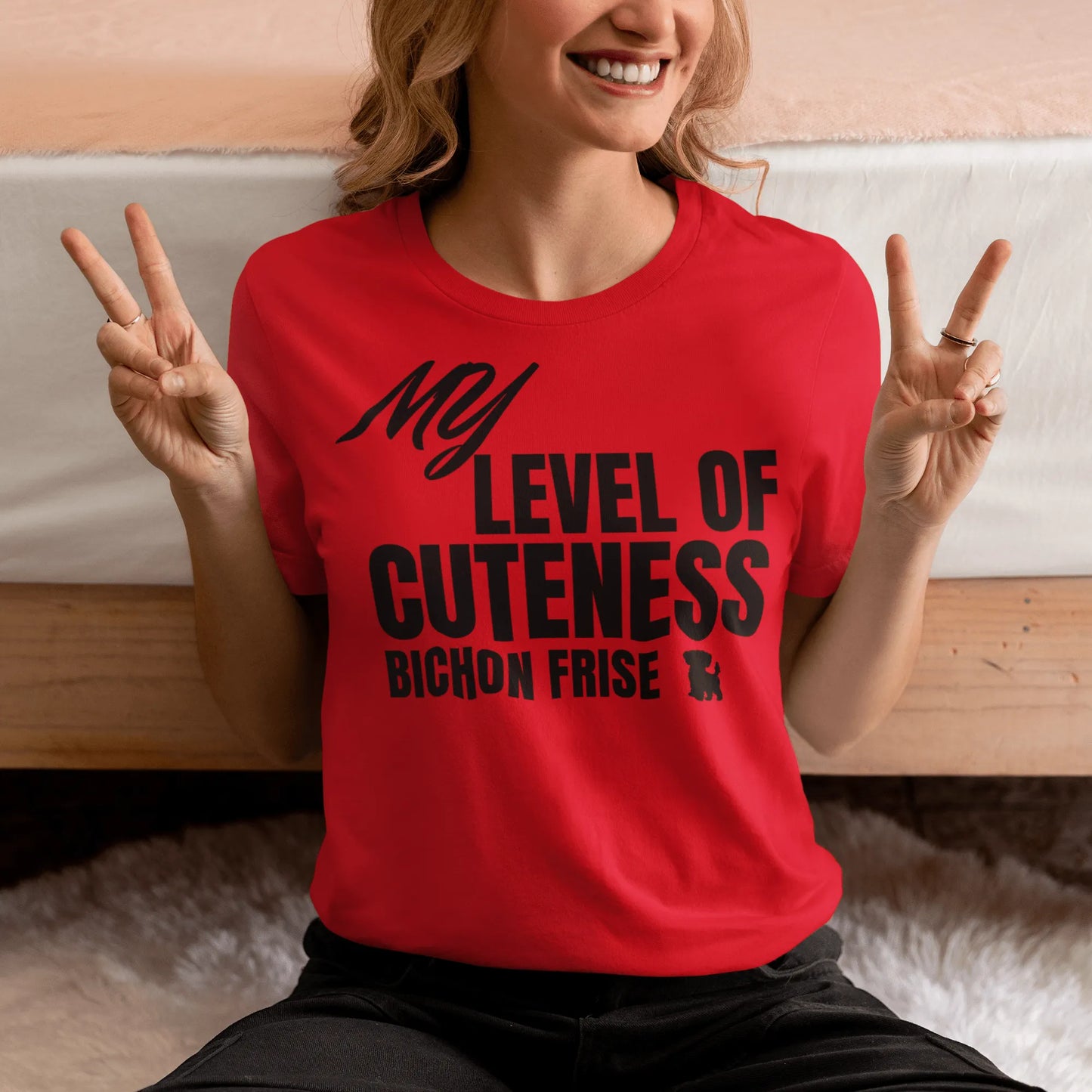 "My Level Of Cuteness Bichon Frise"-Unisex Bichon Frise T-Shirt for Dog Owners