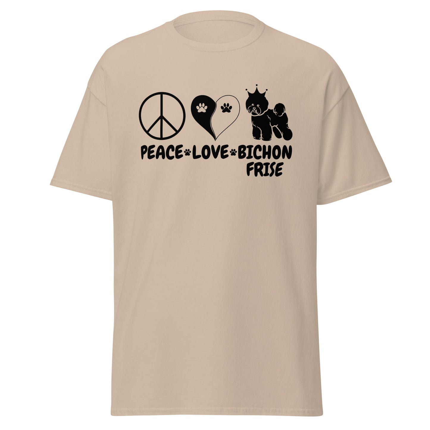 "Peace ,Love, Bichon Frise "-Unisex Bichon Frise T-Shirt for Dog Owners