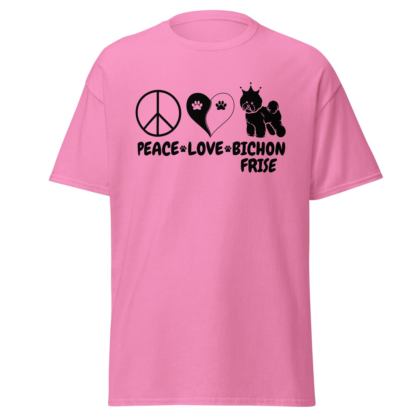 "Peace ,Love, Bichon Frise "-Unisex Bichon Frise T-Shirt for Dog Owners