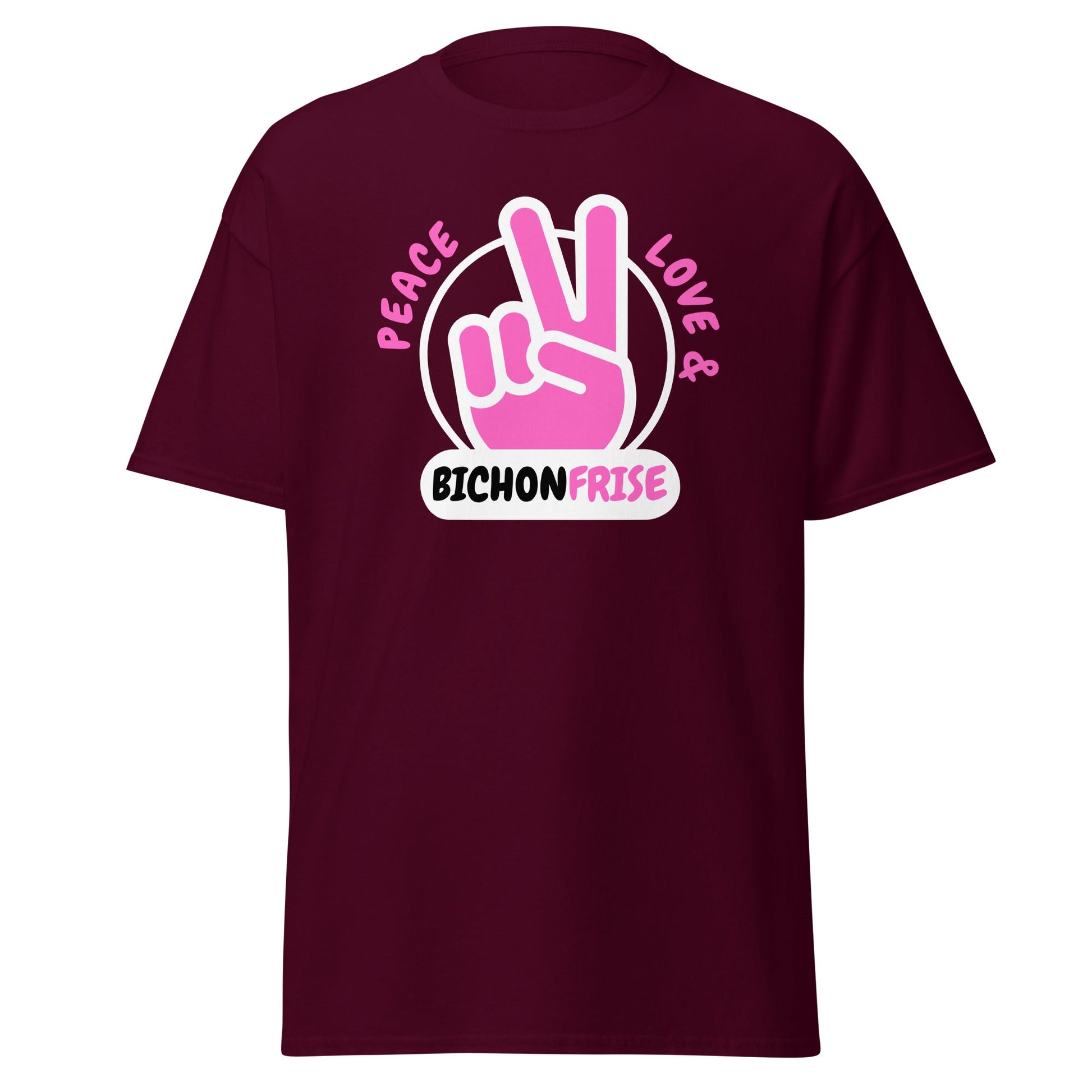 "Peace ,Love, Bichon Frise"-Unisex Bichon Frise T-Shirt for Dog Owners