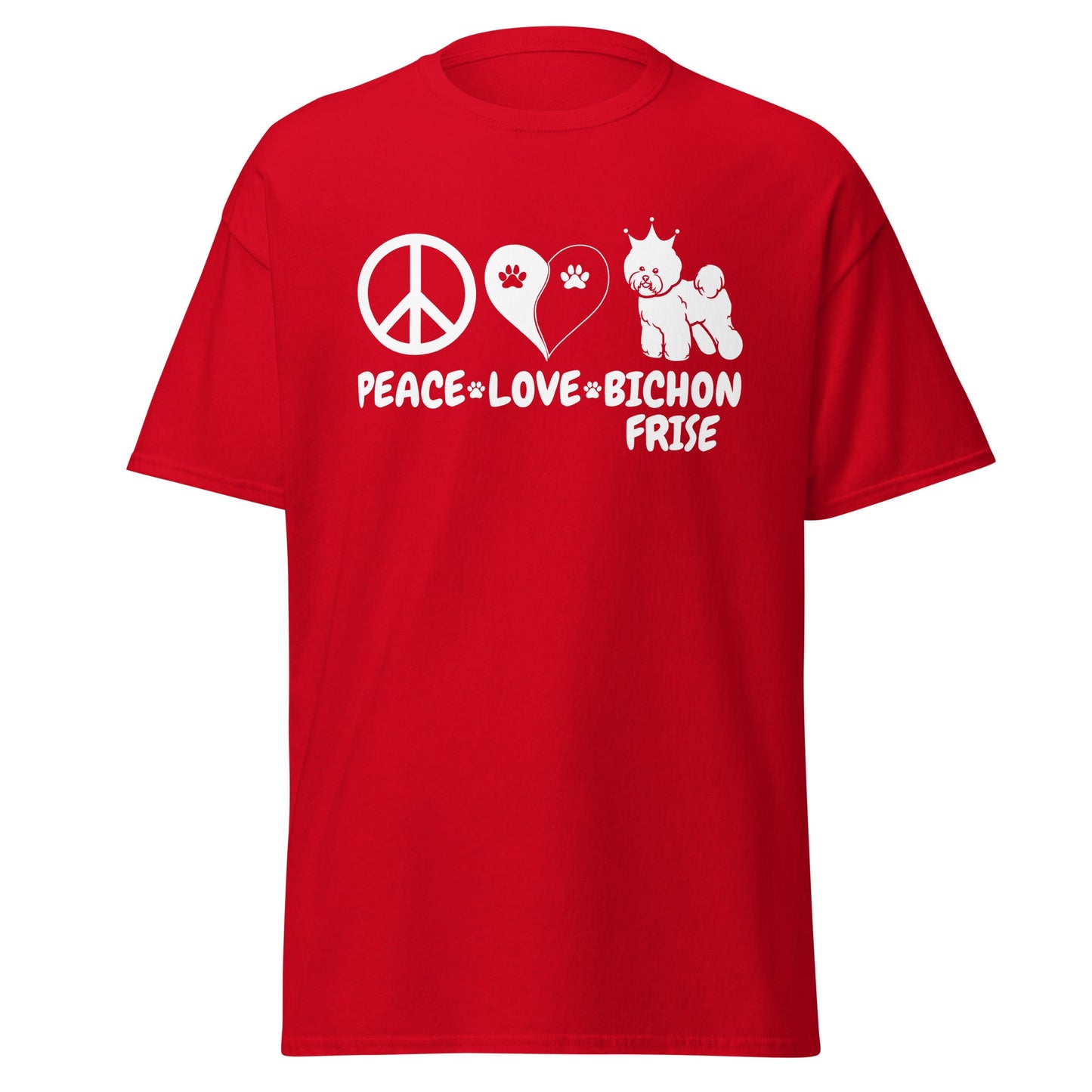 "Peace ,Love, Bichon Frise"-Unisex Bichon Frise T-Shirt for Dog Owners