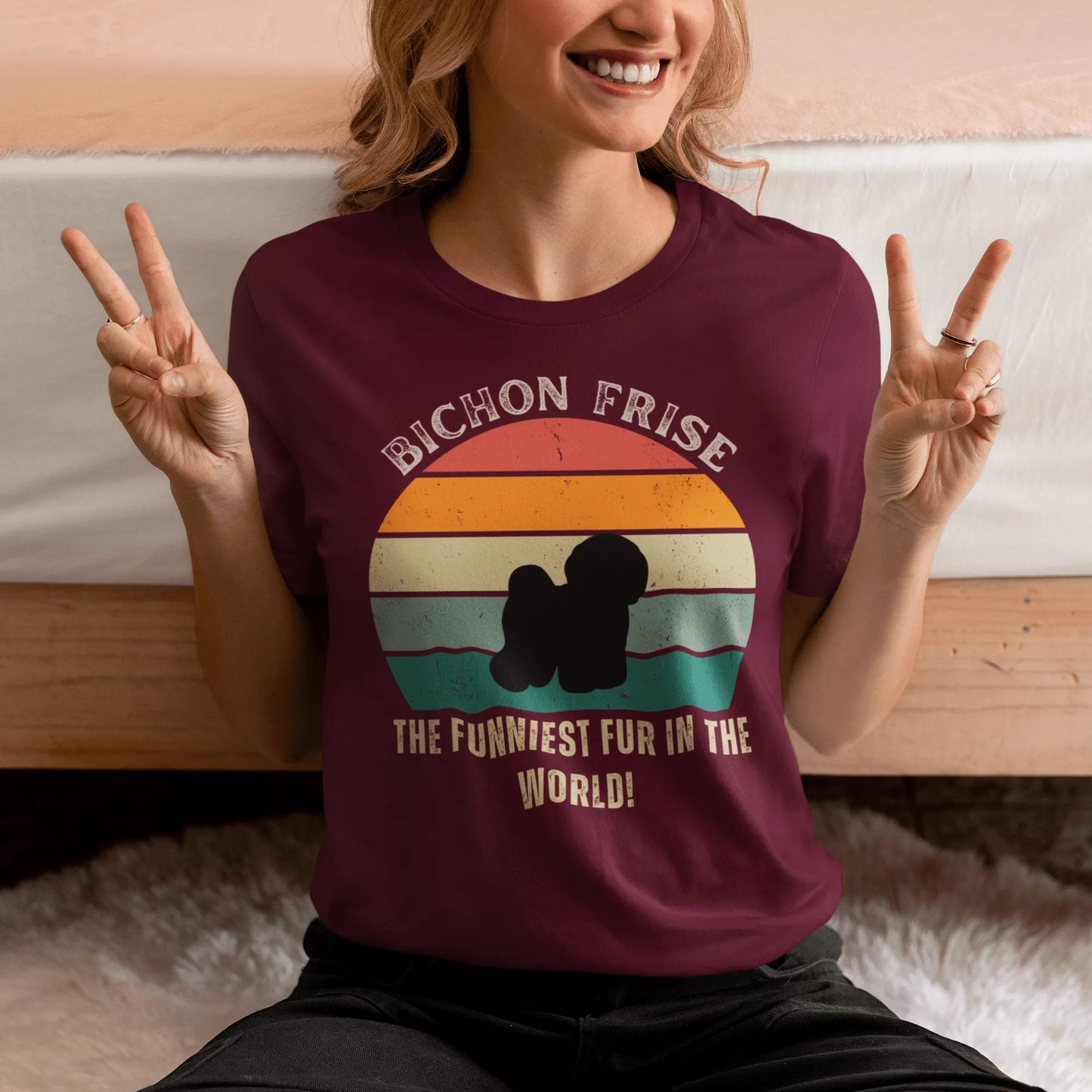 Unisex Bichon Frise T-Shirt for Dog Owners:"The Funniest Fun In The World"