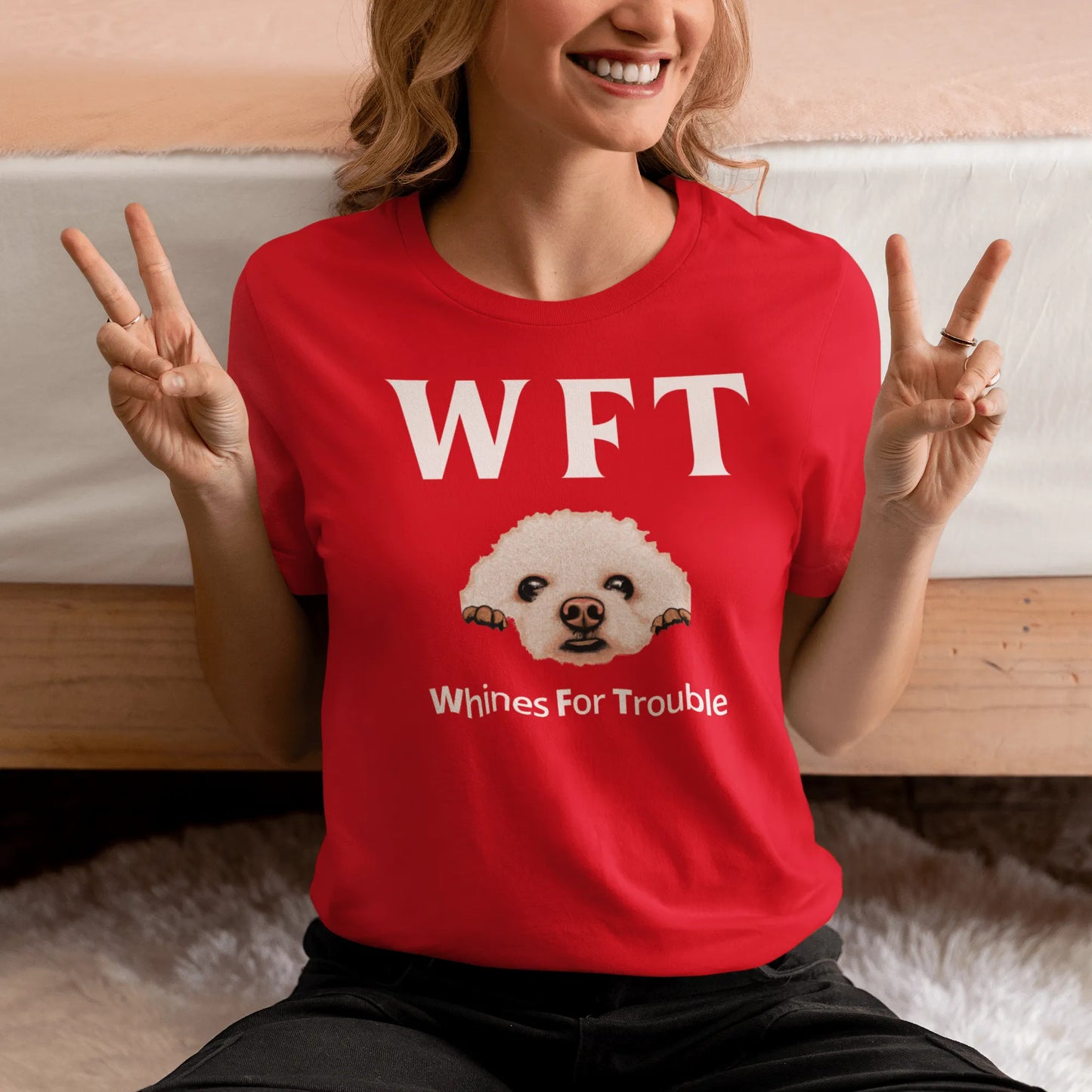 "WFT – Whines For Trouble"-Unisex Bichon Frise T-Shirt for Dog Owners