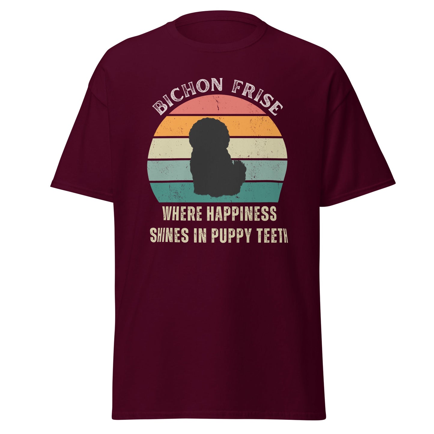 Unisex Bichon Frise T-Shirt for Dog Owners:"Where Happines Shines In Puppy Teetn"