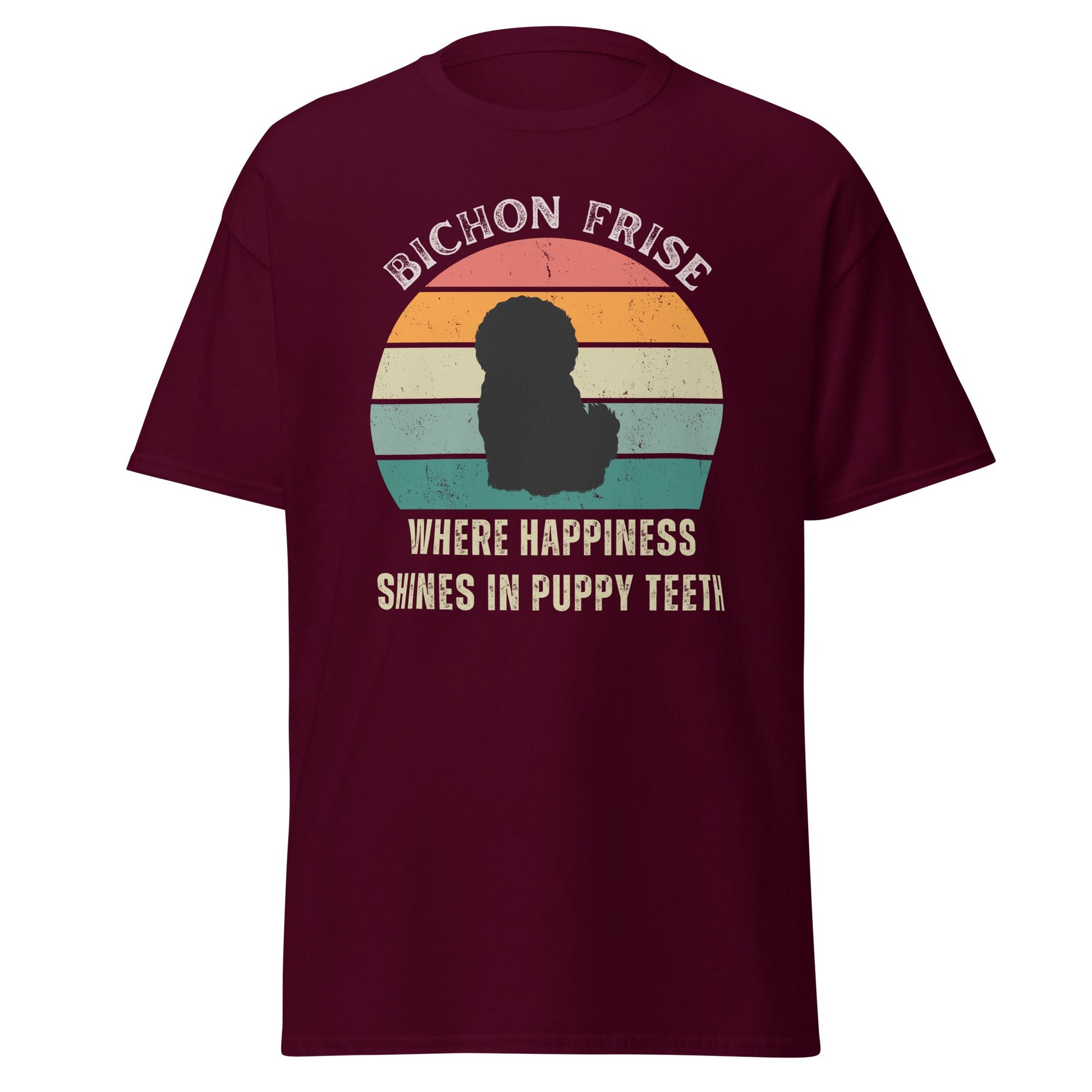 Unisex Bichon Frise T-Shirt for Dog Owners:"Where Happines Shines In Puppy Teetn"