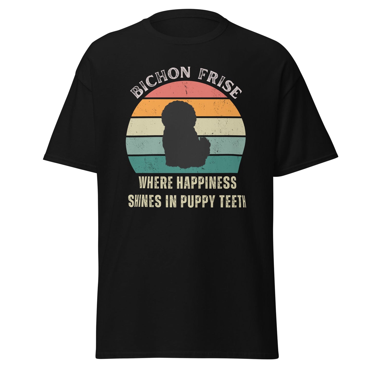 Unisex Bichon Frise T-Shirt for Dog Owners:"Where Happines Shines In Puppy Teetn"