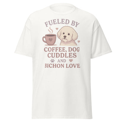 Fueled by Coffee & Bichon Love – Cute Dog Mom T-Shirt for Women