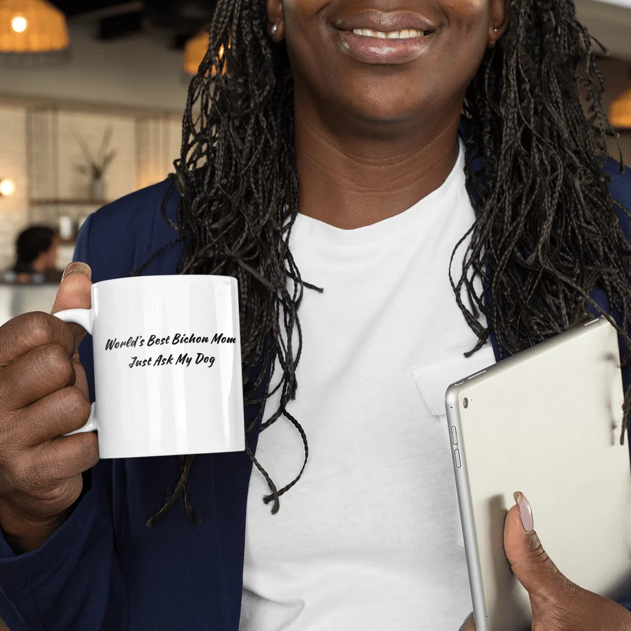 World’s Best Bichon Mom – Just Ask My Dog-White glossy mug for Bichon Frise dog owners