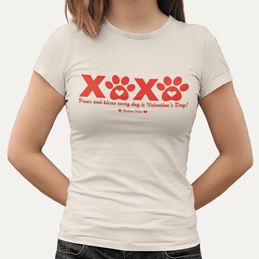 "XXXX Paws and kisses every day is Valentine's Day!"-Unisex Bichon Frise T-Shirt for Dog Owners