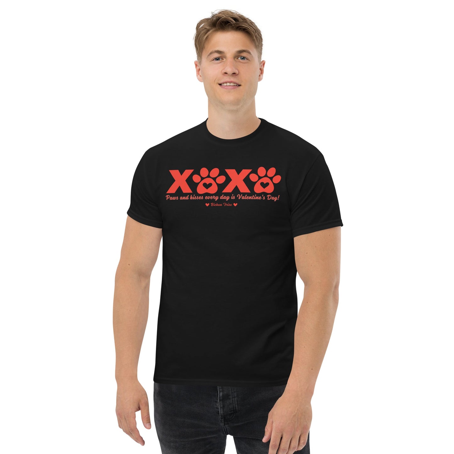 "XXXX Paws and kisses every day is Valentine's Day!"-Unisex Bichon Frise T-Shirt for Dog Owners
