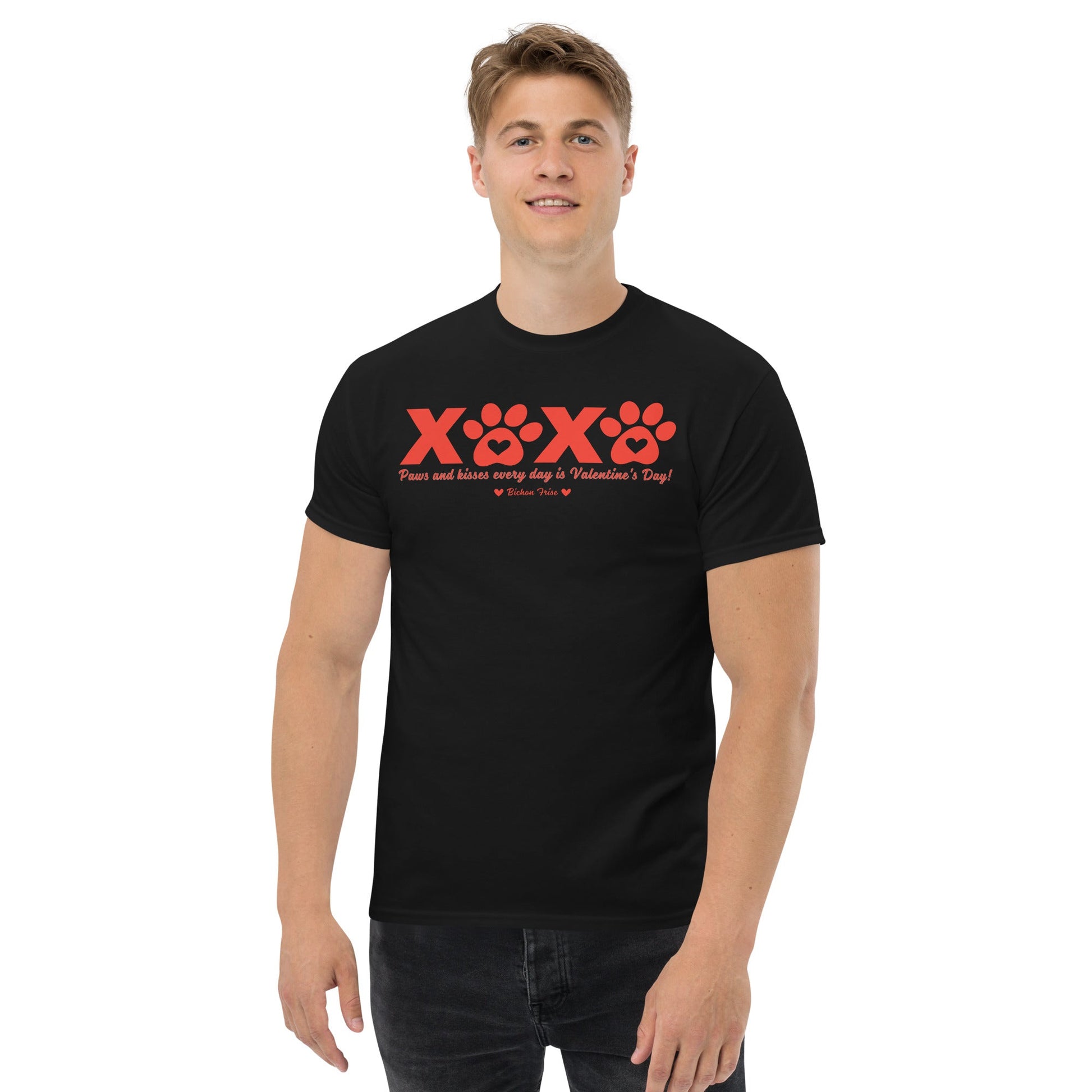 "XXXX Paws and kisses every day is Valentine's Day!"-Unisex Bichon Frise T-Shirt for Dog Owners