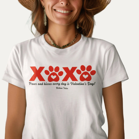 "XXXX Paws and kisses every day is Valentine's Day!"-Unisex Bichon Frise T-Shirt for Dog Owners