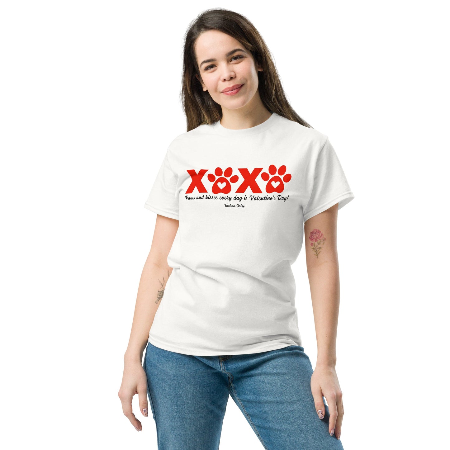 "XXXX Paws and kisses every day is Valentine's Day!"-Unisex Bichon Frise T-Shirt for Dog Owners